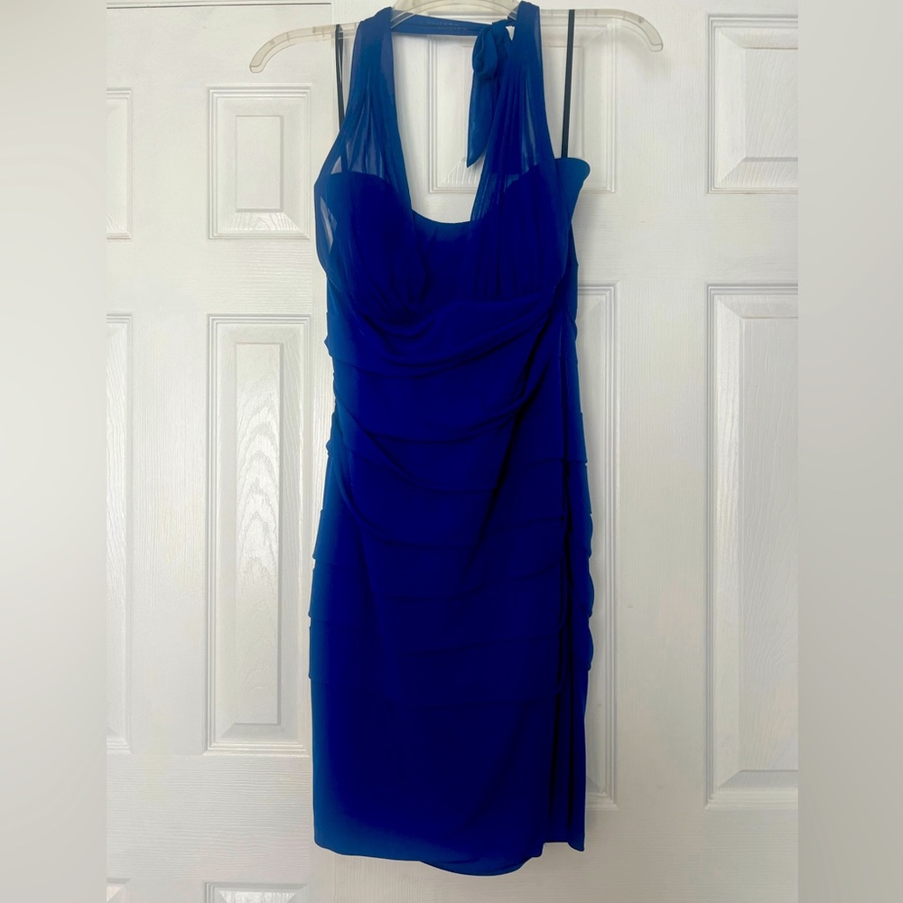 Valerie Bertinelli Cobalt Blue Dress -body con halter style-size 14
